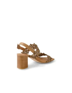 Jully Laser Cut Block Heel Sandals