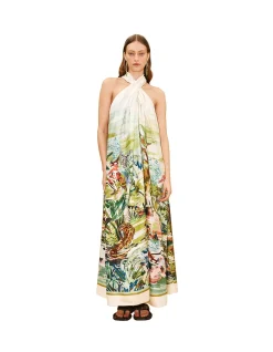 JUNGLE BOOGIE SILK HALTER DRESS
