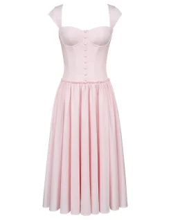 KAIA'CAP SLEEVE MIDI DRESS