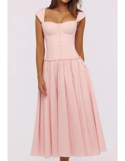 KAIA'CAP SLEEVE MIDI DRESS