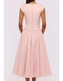 KAIA'CAP SLEEVE MIDI DRESS
