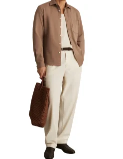 KAPPO LONG SLEEVE BUTTON THROUGH SOFT TWILL SHIRT