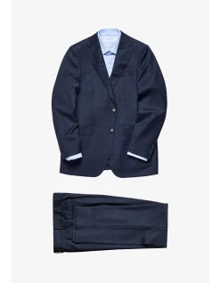 KENNEDY SUIT - BLUE TONAL MULTICHECK IN PURE WOOL, SUPER 110