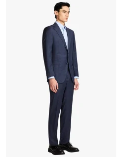KENNEDY SUIT - BLUE TONAL MULTICHECK IN PURE WOOL, SUPER 110
