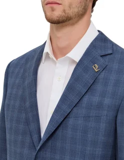 Key Line Blue Check Wool Two Piece Suit