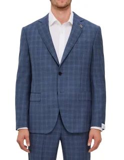 Key Line Blue Check Wool Two Piece Suit