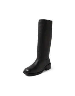 KIERSTYN Mid Heel Leather Knee Boots