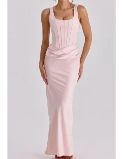 'KIRA'SATIN GATHERED MAXI DRESS