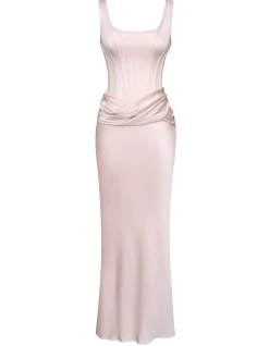'KIRA'SATIN GATHERED MAXI DRESS