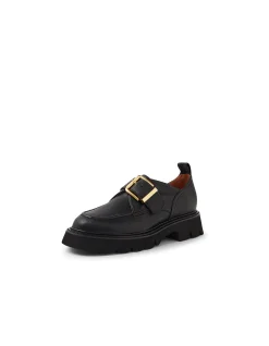 Kivia Gold Buckle Chunky Sole Loafers