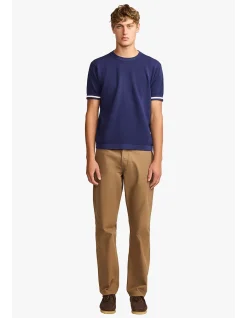 KNITTED CREW NECK TEE - BLUE SUPIMA COTTON