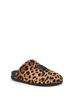 Label Leopard Pony Effect Flat Mules