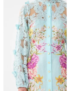 LACE SLEEVE MINI DRESS