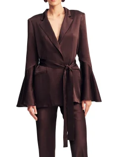 La Lune Flared Sleeve Belted Blazer
