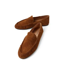 LANDO MI Suede Penny Loafer Flats