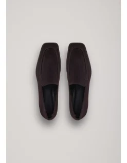 Lane Square-Toe Suede Block Heel Loafer