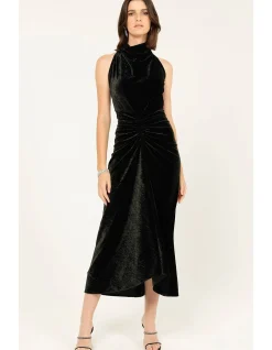 LAVISH COWL DRESS IN BLACK