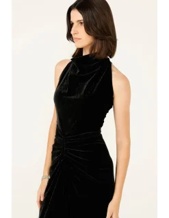 LAVISH COWL DRESS IN BLACK