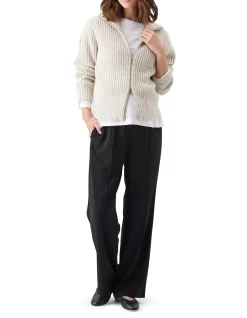 Layla Zip Through Knit Oat Marle