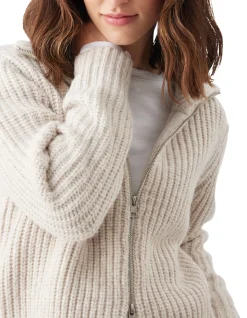 Layla Zip Through Knit Oat Marle