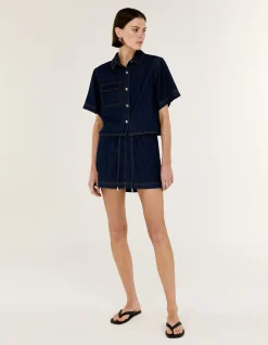 LEA CROP DENIM SHIRT