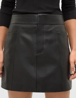 LEATHER MINI SEAM SKIRT