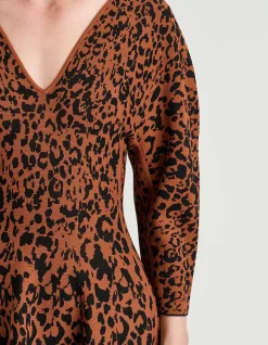 LEOPARD JACQUARD KNIT MINI DRESS