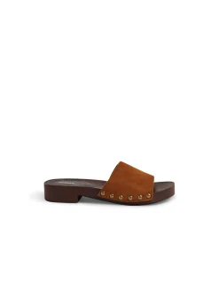 Leyler Studded Suede Slide Sandals