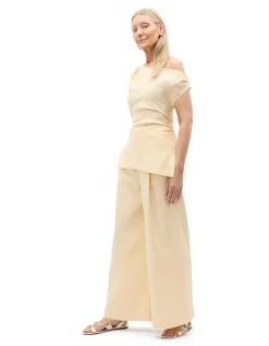 LINEN DRAPED SHOULDER TOP