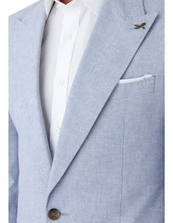 Linen Blend Blazer with Peak Lapel