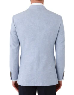 Linen Blend Blazer with Peak Lapel