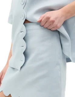 LINEN SCALLOP SKIRT