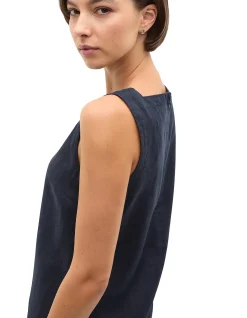 LINEN SQUARE NECK MINI DRESS