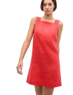 LINEN SQUARE NECK MINI DRESS