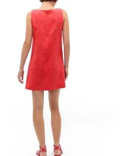 LINEN SQUARE NECK MINI DRESS