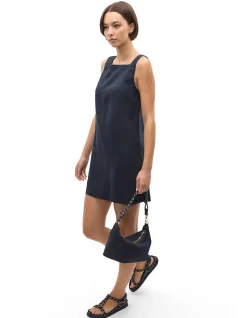 LINEN SQUARE NECK MINI DRESS