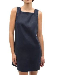 LINEN SQUARE NECK MINI DRESS