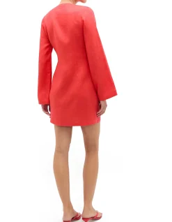 LINEN WRAP MINI DRESS