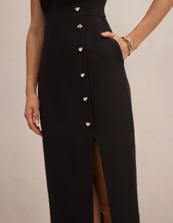 LISETTE COLUMN BUTTON MIDI DRESS