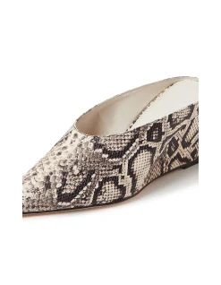 Loe Pointed Snake Print Wedge Mules