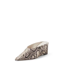 Loe Pointed Snake Print Wedge Mules