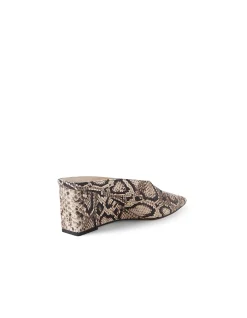 Loe Pointed Snake Print Wedge Mules