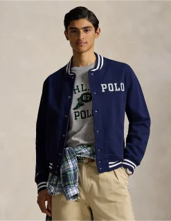 Logo Fleece Baseball Jacket