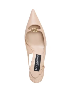 Lollo Silk Nappa Logo Slingback Pumps