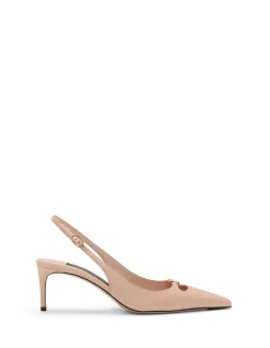 Lollo Silk Nappa Logo Slingback Pumps