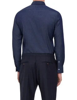 LONG SLEEVE DENIM NARROW COLLARD SHIRT