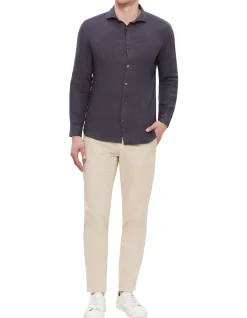 Long Sleeve Linen Shirt Navy