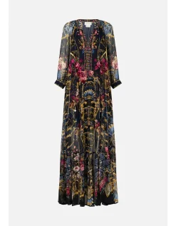 LONG GATHERED PANEL DRESS
