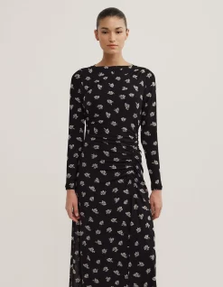 Longsleeve Ruched Mesh Dress
