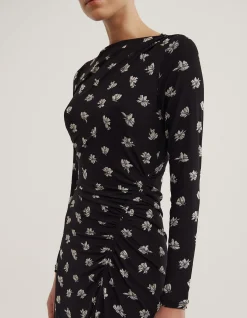 Longsleeve Ruched Mesh Dress